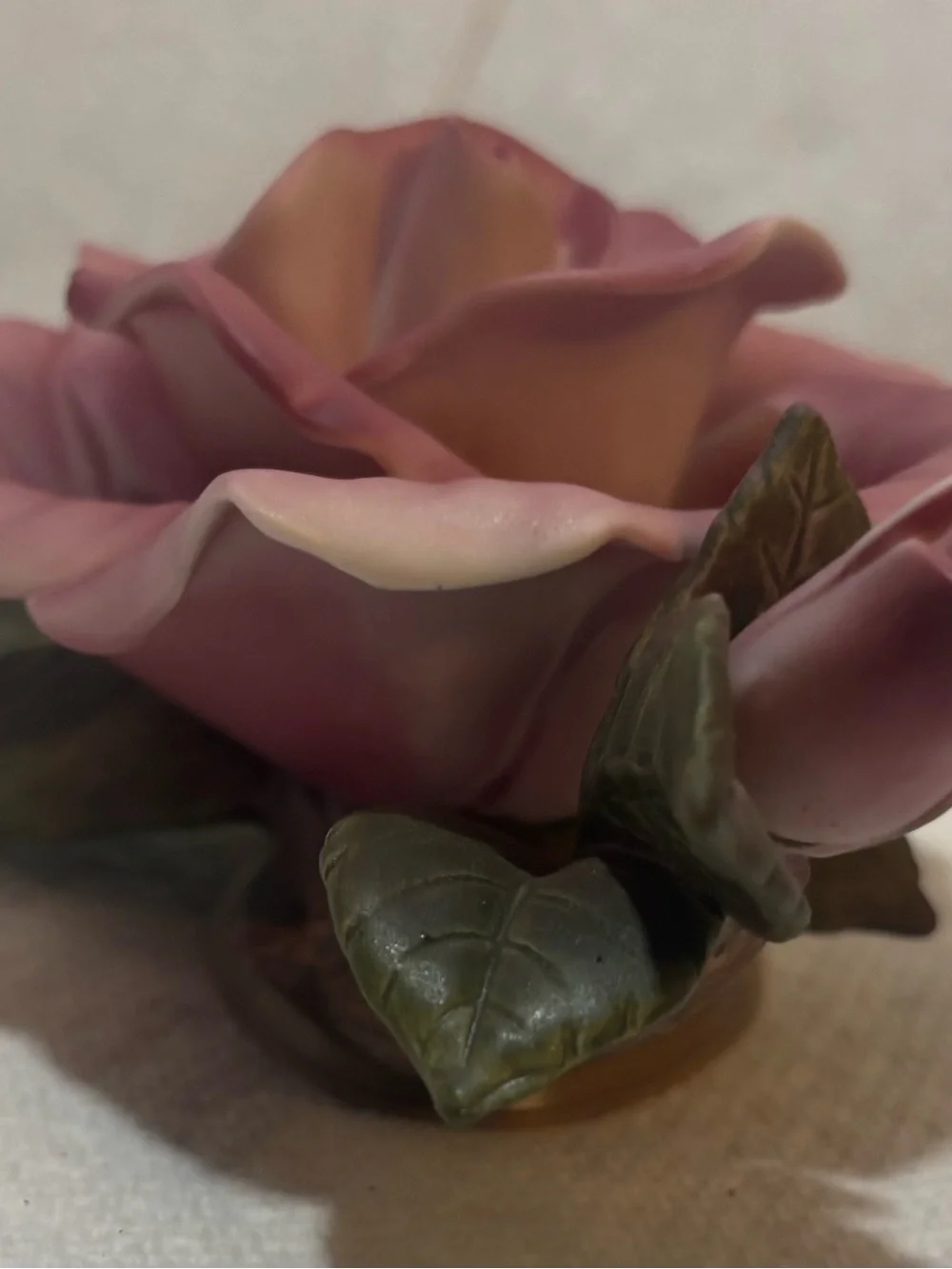 Teleflora Accents Hand-Painted Porcelain Pink Rose Figurine